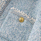 Luxury tweed autumn winter coat blue tweed woolen cloth jacket