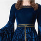 Halloween Costume Dress With Shawl Autumn and Winter Blue Witch Performance Dress