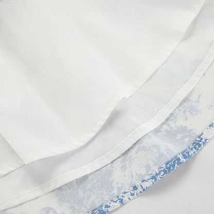 Blue Printed Mini Skirt Suit