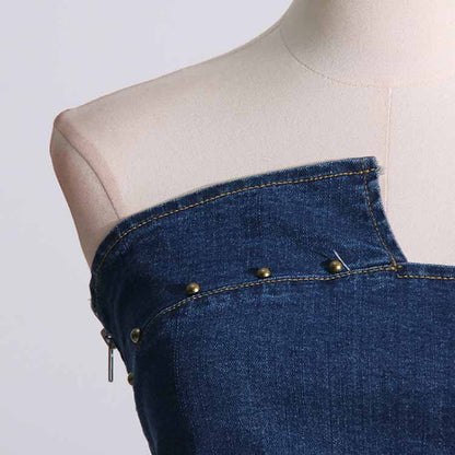 Womens Denim Blue Crop Top Bustier Top