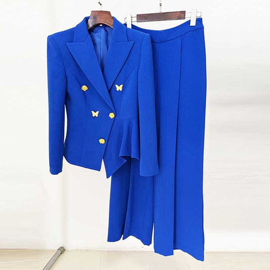 Women's Blue Pantsuit Two Pieces Formal Suit Formal Business Suit