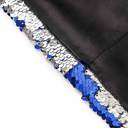 Blue Sequinted Suit Deep V Party Pantsuit Stage Performance Two Pieces Suit