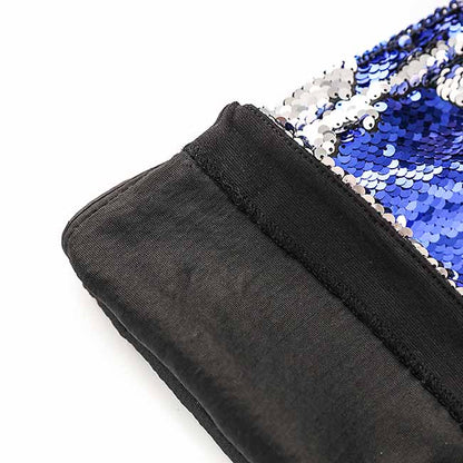 Blue Sequinted Suit Deep V Party Pantsuit Stage Performance Two Pieces Suit