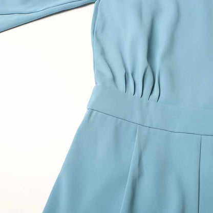 Women's blue patchwork floral jumpsuit shorts suit