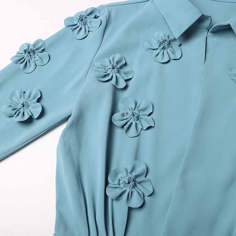 Women's blue patchwork floral jumpsuit shorts suit