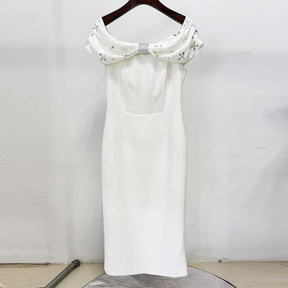 Women Off-The-Shoulder Body-Con Cocktail Midi Dress Dresses