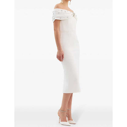 Women Off-The-Shoulder Body-Con Cocktail Midi Dress Dresses