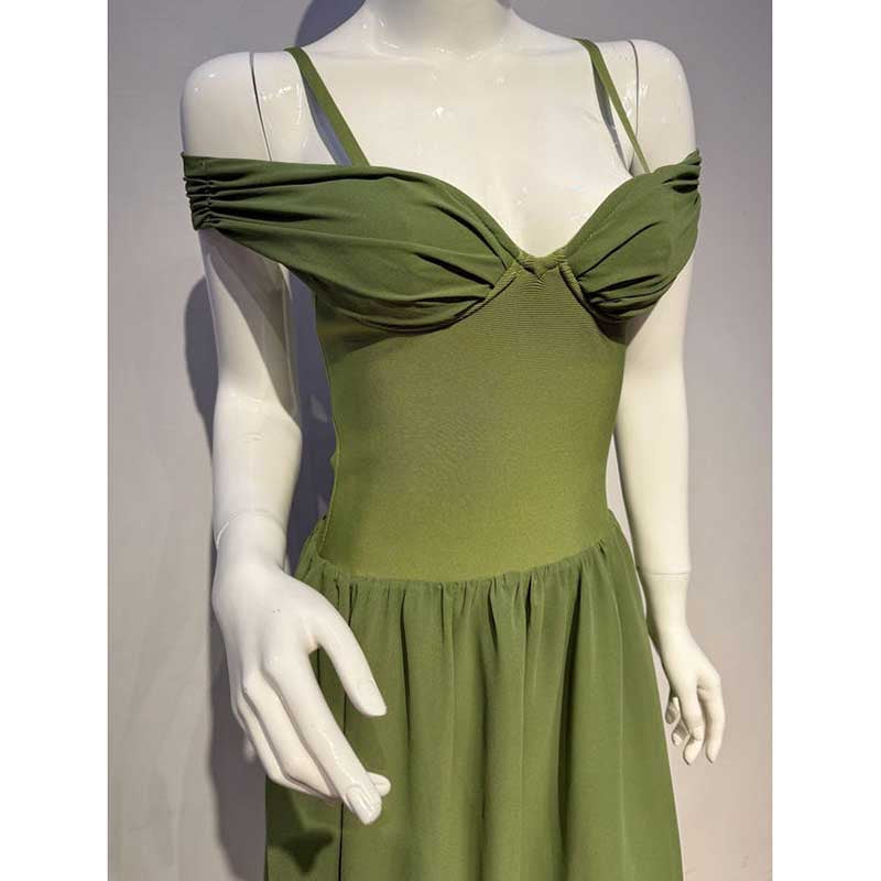 Olive Green Body-Con Dress Knit Maxi Dress