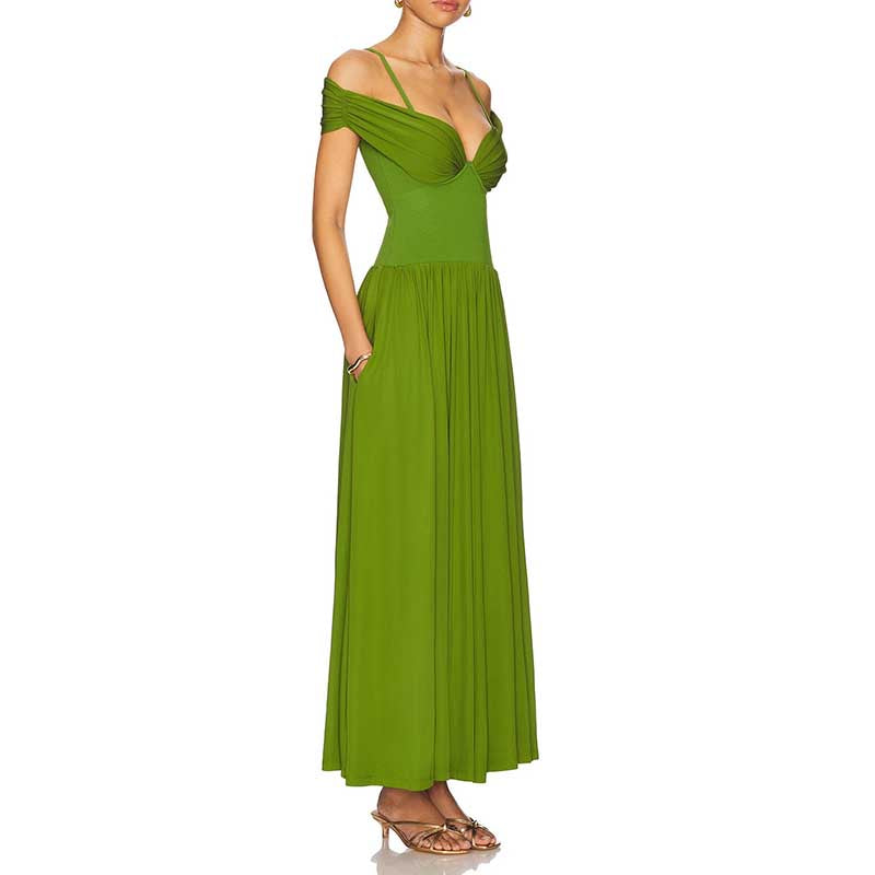 Olive Green Body-Con Dress Knit Maxi Dress
