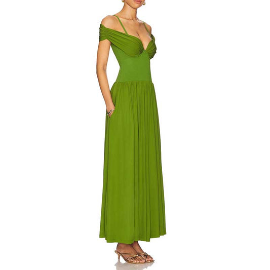 Olive Green Body-Con Dress Knit Maxi Dress