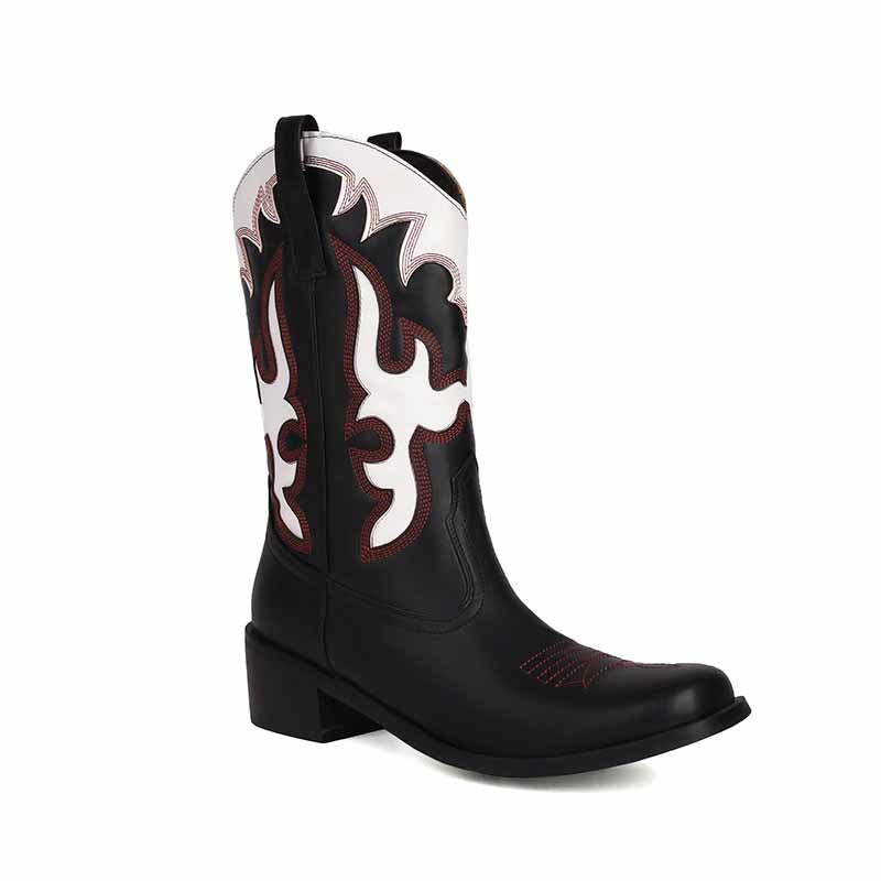 Black and White Cowboy Chelsea Boots