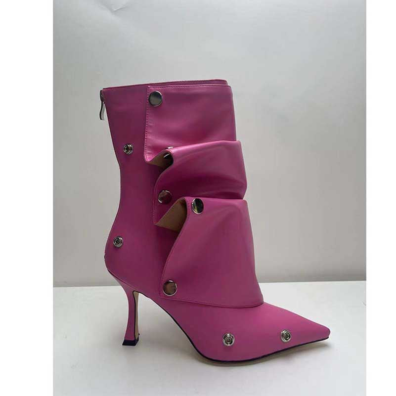 Snap Off Boots Short Stiletto Bootie With Removable Oversleeve