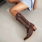 Cowboy Embroidery Boots for Women Knee High Cowgirl Boots