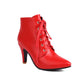 Women Lace-Up Faux Leather Low Heel Ankle Boots Dress Boots