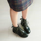 Women's Patent Leather Lace up Round toe Ankle Boots Low Heel Marten Boots