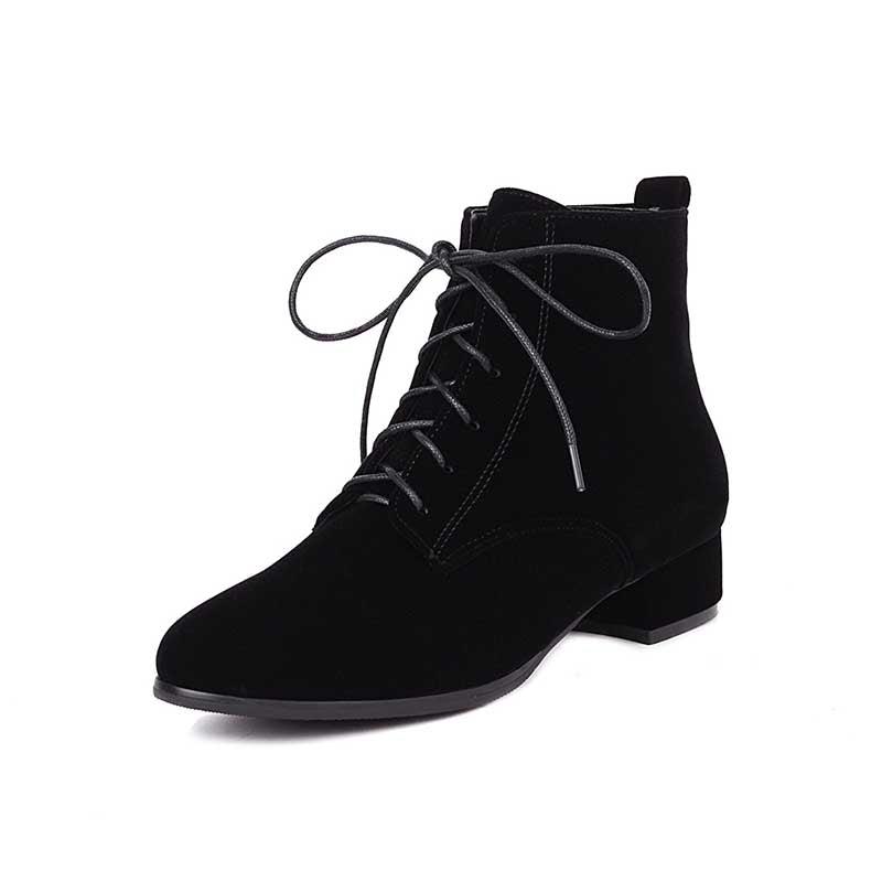 Women's Lace-Up Boots Low Heeled Ankle Bootie