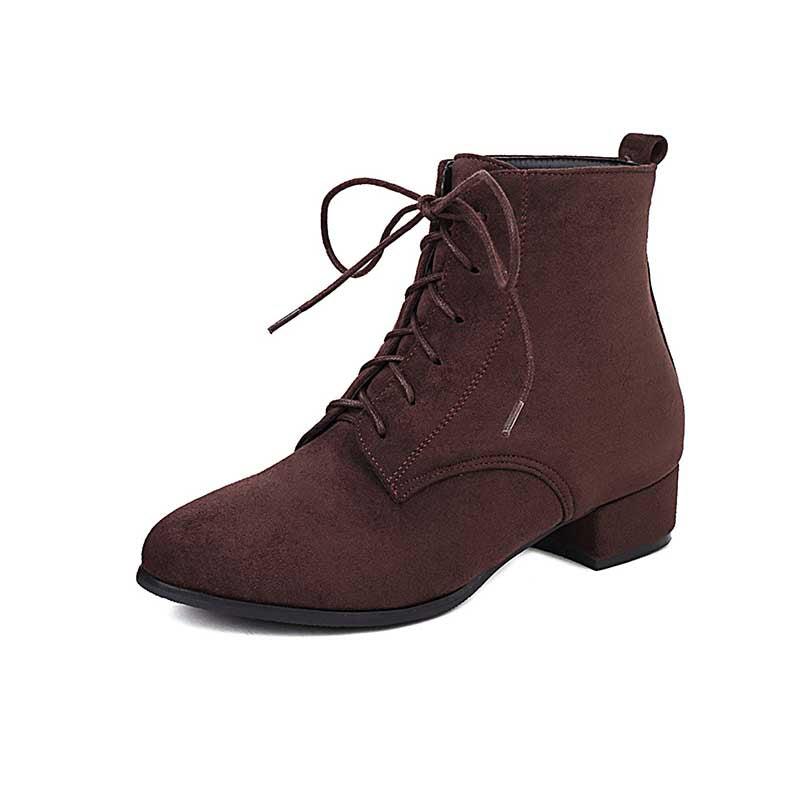 Women's Lace-Up Boots Low Heeled Ankle Bootie