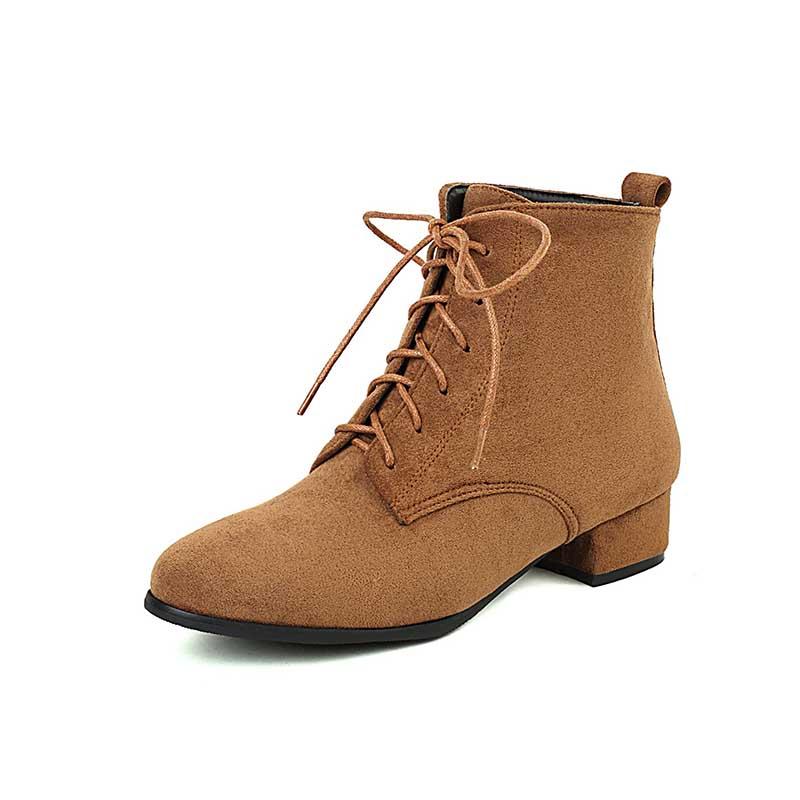 Women's Lace-Up Boots Low Heeled Ankle Bootie