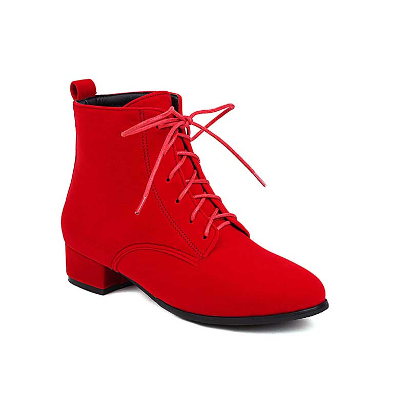 Women's Lace-Up Boots Low Heeled Ankle Bootie