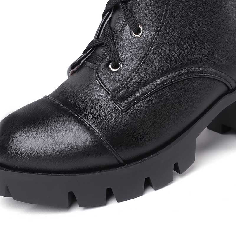 Womens Lace up Round toe Ankle Boots Block Heel Combat Boots