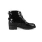 Women's Patent Leather Lace up Round toe Ankle Boots Low Heel Marten Boots