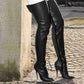 Women's Over The Knee Boots Pointed Toe Zipper Heels Long Party Boots