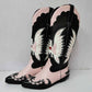 Ladies Embroidery Western Cowboy Boots Mid-Calf Pointy Toe Chunky Heel Cowgirl Boots