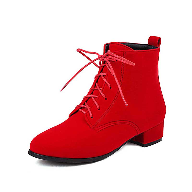 Women's Lace-Up Boots Low Heeled Ankle Bootie