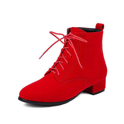 Women's Lace-Up Boots Low Heeled Ankle Bootie