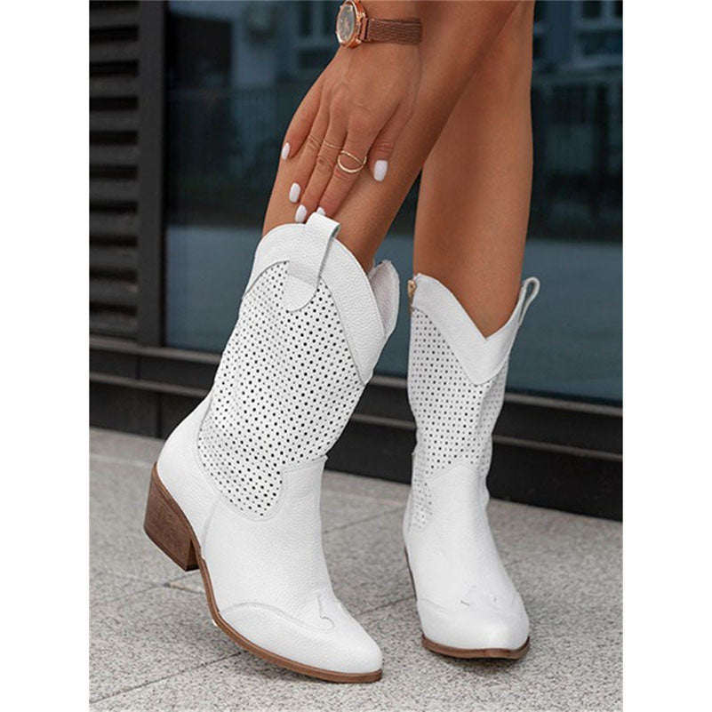 Women's Mid-calf Chunky Suede Boots