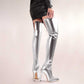 Womens Boots Shiny Leather High Heels Pointed Toe Side Zip Over The Knee Boots