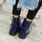 Women's Patent Leather Lace up Round toe Ankle Boots Low Heel Marten Boots