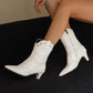 Low Heel Western Ankle Boots Kitten Heel Cowboy Booties