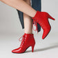 Women Lace-Up Faux Leather Low Heel Ankle Boots Dress Boots