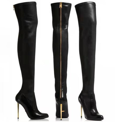 Womens Thigh High Boots Pointed Toe Over-The-Knee Boots