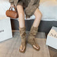 Suede Buckle Toe-Thongs High Heel Boots