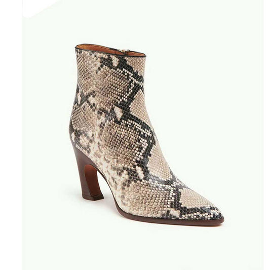 Women's Special-Shaped Heeled Ankle Boots Faux Snakeskin Boots