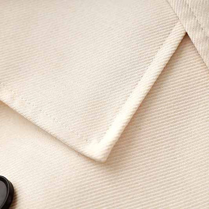 Women's Lapel Double Breasted Belted Pockets Plain Long Length Trench Coat