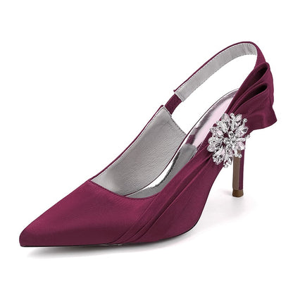 Elegant burgundy bridal heels with rhinestone embellishment for stylish wedding attire