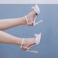 4.41" Pearl Wedding Sandals Vintage Peep Toe Stiletto Heeled Shoes