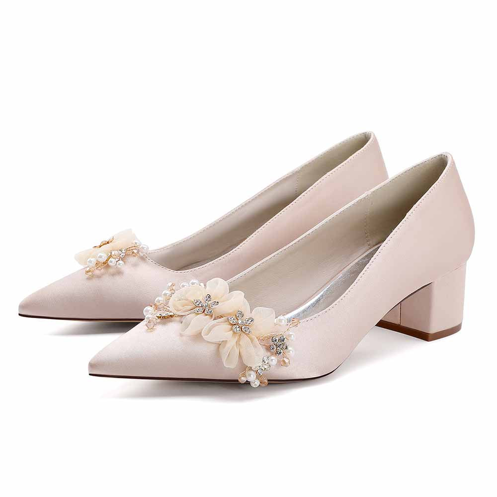 Stylish sd-hk bride shoes with flower appliques designed for elegance on special occasions