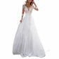 Mermaid V-Neck Sleeveless Sweep Train Lace Satin Wedding Dress