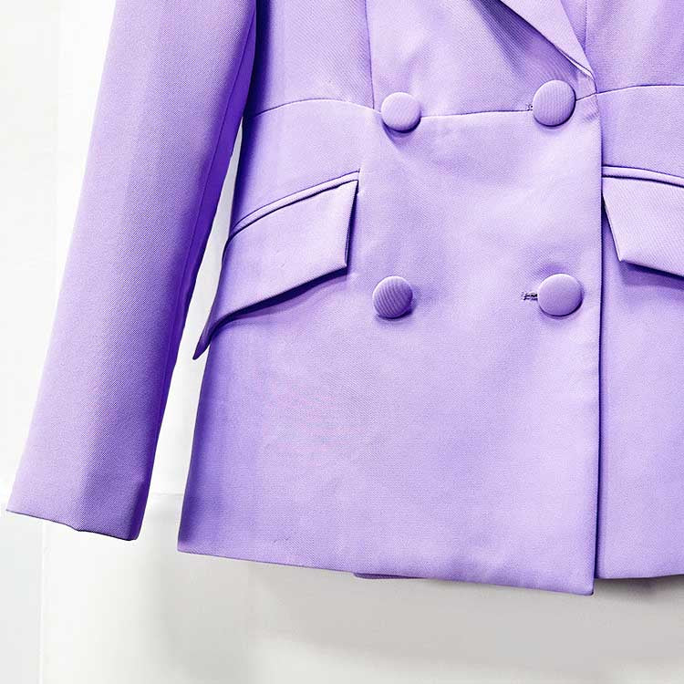 Elegant bridesmaid lavender pantsuit set with tailored jacket and stylish pockets