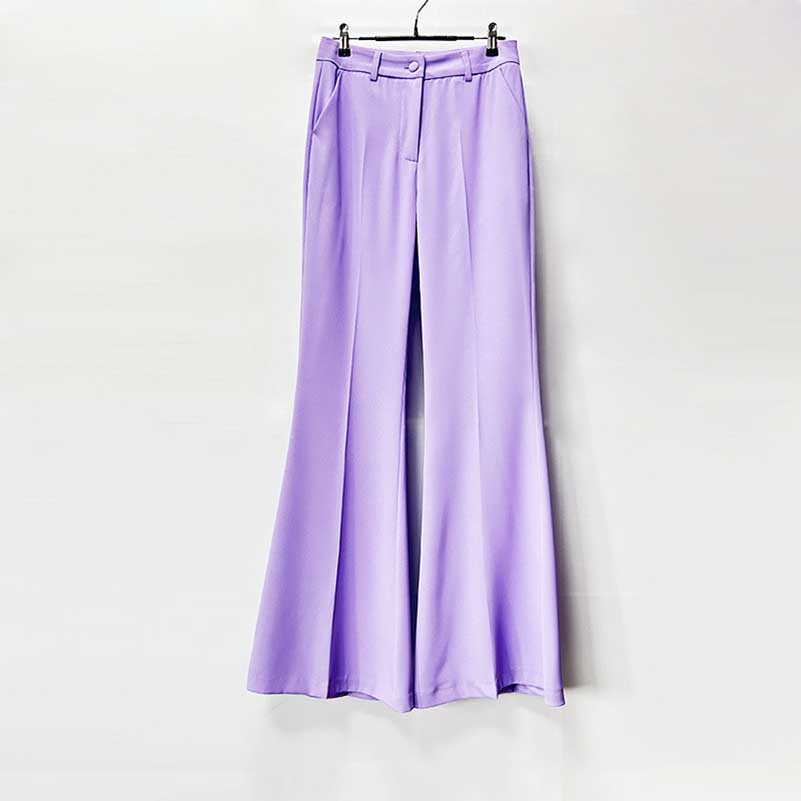 Bridesmaid lavender pantsuit set featuring stylish wide-leg trousers in soft lavender color