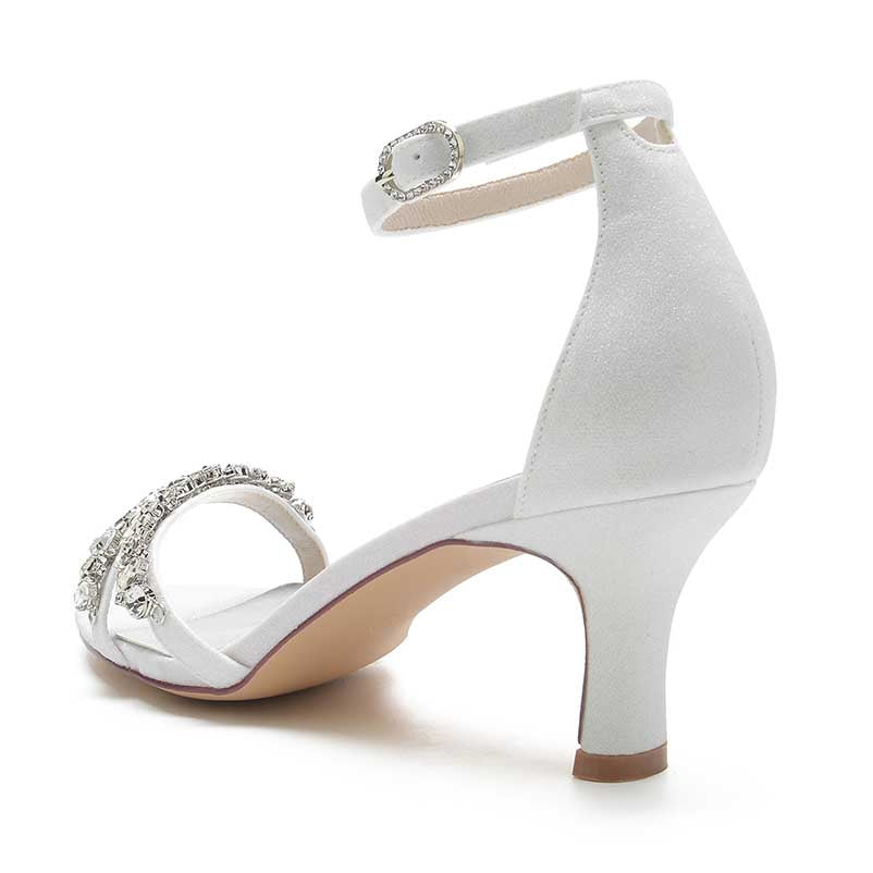 bridesmaid rhinestone sandals low heel with elegant design and ankle strap for special occasions