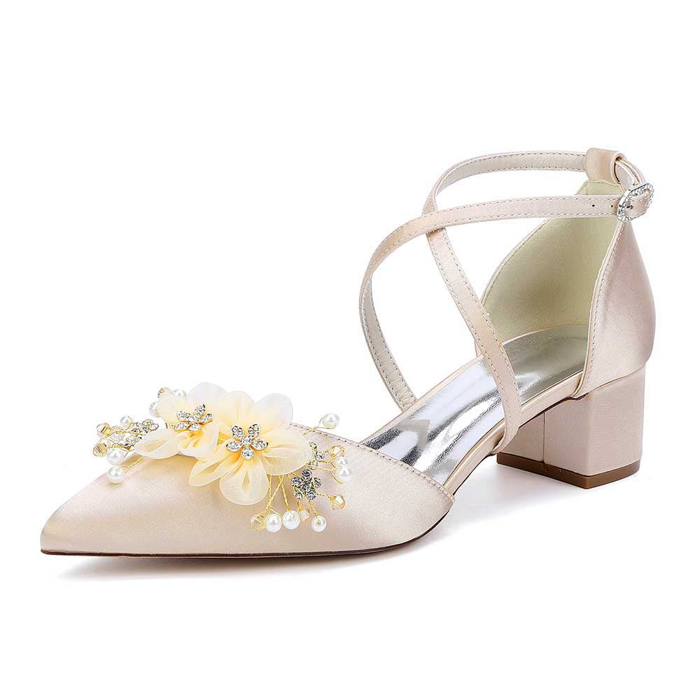 Elegant sd-hk bridesmaid shoes with flower detail and a stylish block heel for special occasions