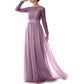Women Lace Bridesmaid Dress Formal Party Evening Gown Long Sleeve Mother of Bride Dress
