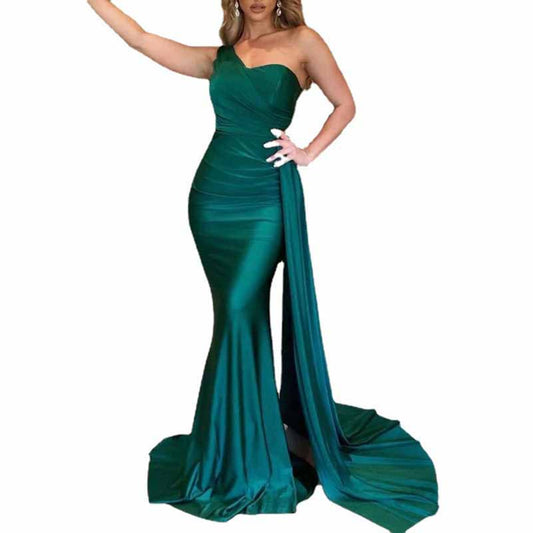 One Shoulder Bridesmaid Dresses Long Mermaid Prom Party Gowns Wedding Guest Dress