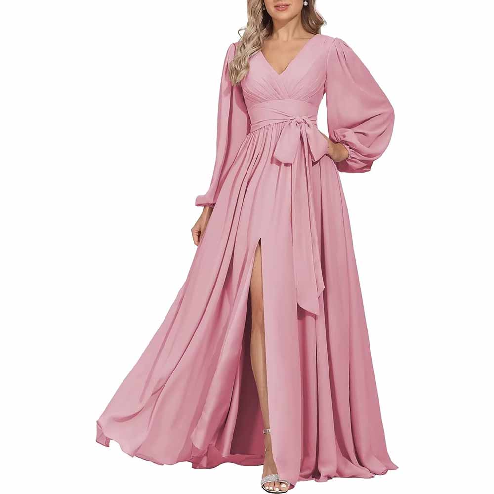 Long Chiffon Bridesmaid Dresses A Line V Neck Formal Wedding Guest Dre SD Dresscode & Fashiontrends Long Chiffon Bridesmaid Dresses A Line V Neck Formal Wedding Guest Dre SD Dresscode & Fashiontrends