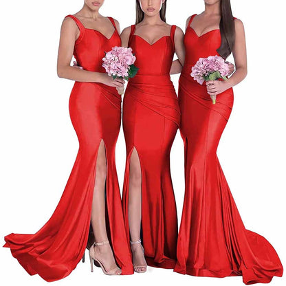 Mermaid Bridesmaid Dresses Long Satin Elegant Gowns